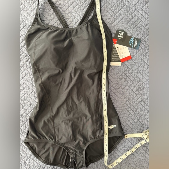 Speedo Women's Black PowerFlex Princess Seam Conservative Swimsuit Size 12 - Picture 11 of 13